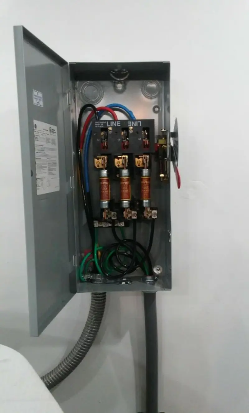 Three-phase disconnect switch installed for Smoke Detector Installation in Myrtle Beach